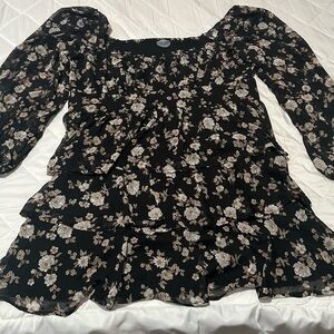 ARULA Black Floral Mini Dress